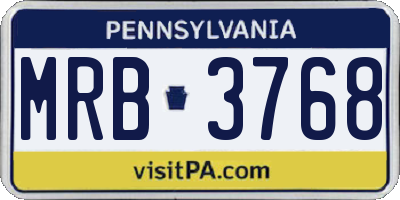 PA license plate MRB3768