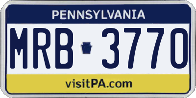 PA license plate MRB3770