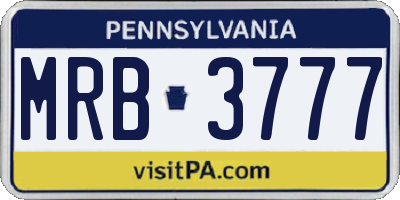 PA license plate MRB3777