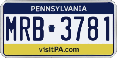 PA license plate MRB3781