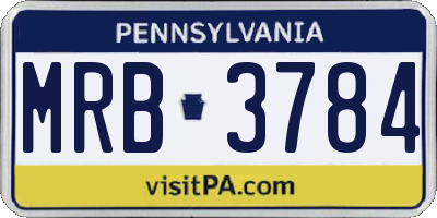 PA license plate MRB3784