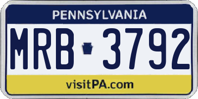 PA license plate MRB3792