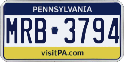 PA license plate MRB3794