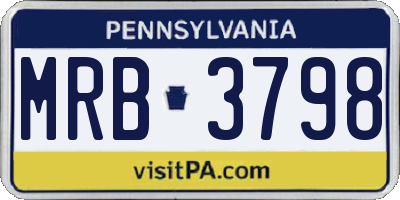 PA license plate MRB3798