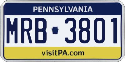 PA license plate MRB3801