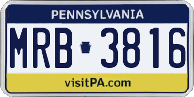 PA license plate MRB3816