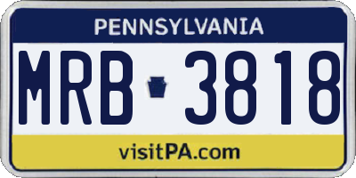 PA license plate MRB3818