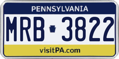 PA license plate MRB3822