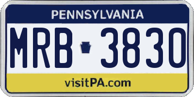PA license plate MRB3830
