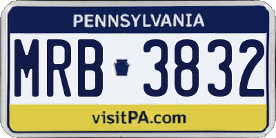 PA license plate MRB3832