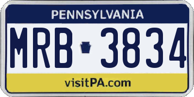 PA license plate MRB3834