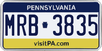 PA license plate MRB3835