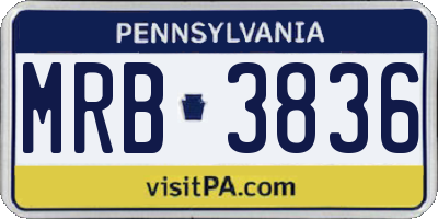 PA license plate MRB3836