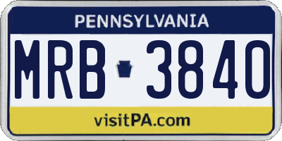 PA license plate MRB3840
