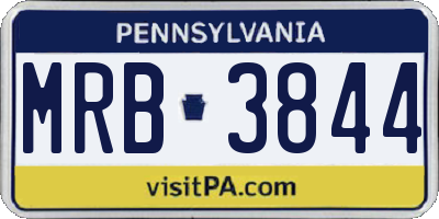 PA license plate MRB3844