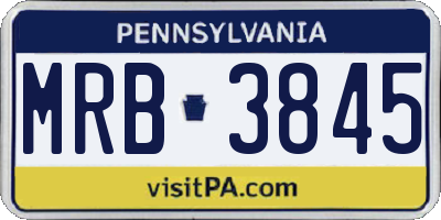 PA license plate MRB3845