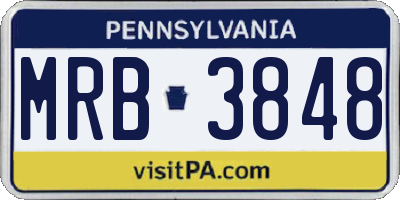 PA license plate MRB3848