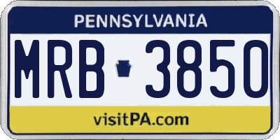 PA license plate MRB3850