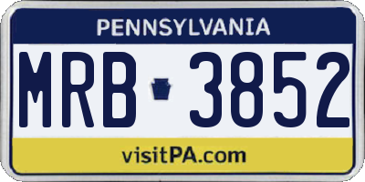 PA license plate MRB3852
