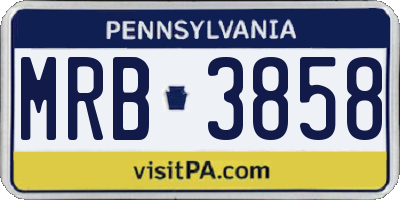 PA license plate MRB3858