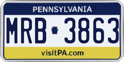 PA license plate MRB3863