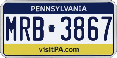 PA license plate MRB3867