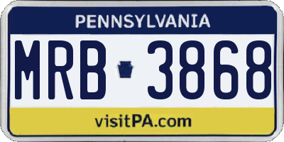 PA license plate MRB3868