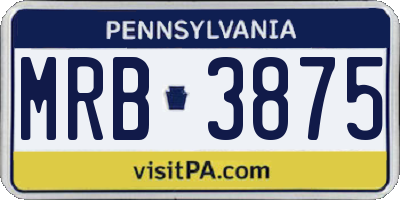 PA license plate MRB3875
