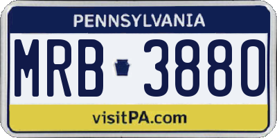 PA license plate MRB3880