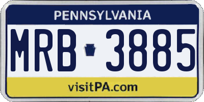 PA license plate MRB3885