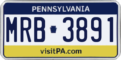PA license plate MRB3891