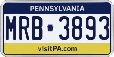 PA license plate MRB3893