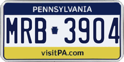 PA license plate MRB3904