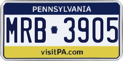 PA license plate MRB3905