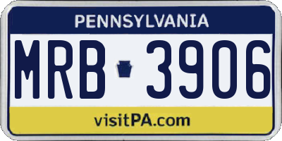 PA license plate MRB3906