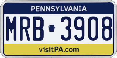 PA license plate MRB3908