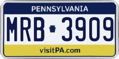 PA license plate MRB3909