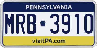 PA license plate MRB3910