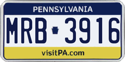 PA license plate MRB3916