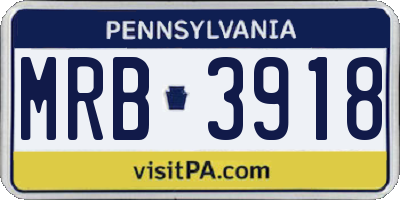 PA license plate MRB3918