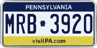 PA license plate MRB3920