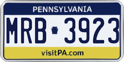 PA license plate MRB3923