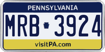 PA license plate MRB3924