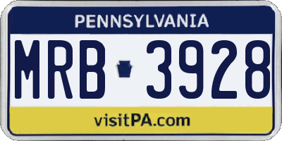 PA license plate MRB3928