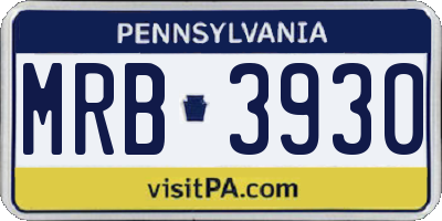 PA license plate MRB3930