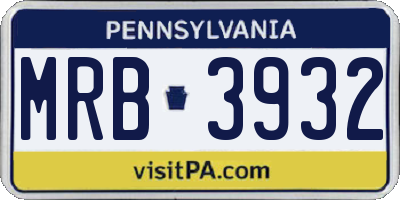 PA license plate MRB3932