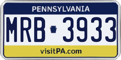 PA license plate MRB3933