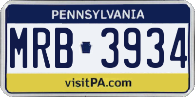 PA license plate MRB3934