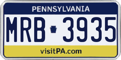 PA license plate MRB3935
