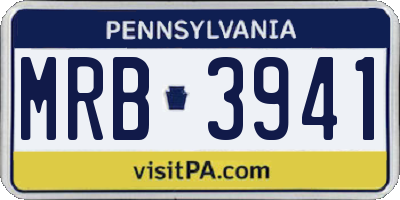 PA license plate MRB3941